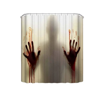 

AFBC Halloween Shower Curtain Horror Bloody Hands Bathroom Shower Curtains for Halloween Decoration Horror Bloody Hands
