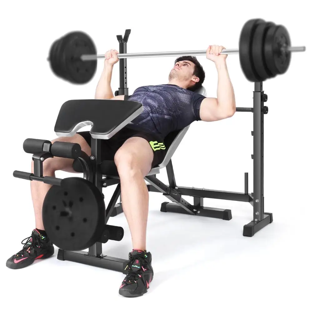 Weight Lifting Bench Olympic Workout Squat Rack Barbell,Adjustable Decline Bench 