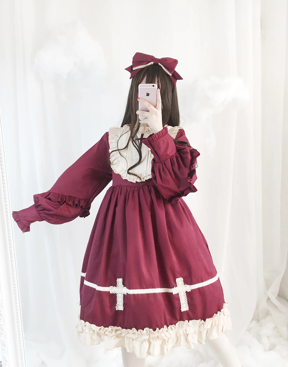 Harajuku уличная мода крест Косплей сладкое женское платье мягкие японские игрушки в готическом стиле цельное платье Лолита милое платье для девочек-подростков