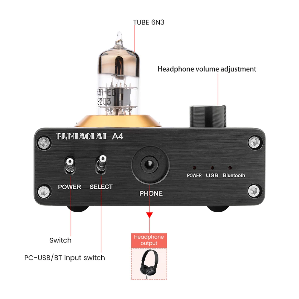 PJ.MIAO Hi Fi 6N3 вакуумный ламповый усилитель стерео Bluetooth 5 0 APTX предварительный с