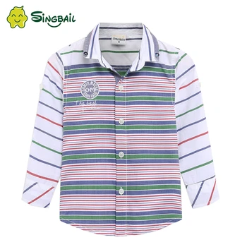

SINGBAIL Baby Boy Girl Shirt Long Sleeve Spring Autumn Gentleman Striped Cotton Chinese-style Collar Boy's Shirt Children Blusas