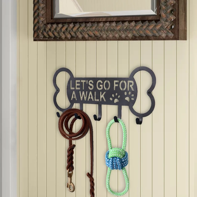 Metal Pet Dog Leash Hanger With Hooks Key Hanger Dog Leash Organizer Holder Key Rack Holder Decor For the Wall  Pet Accessories 2