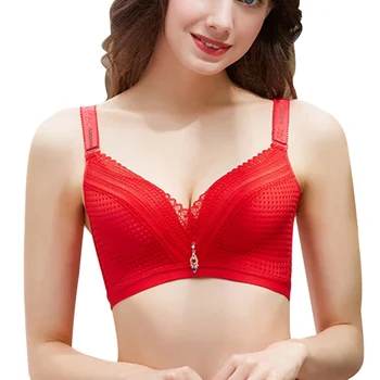 

Women Sexy Breathable Lace No Steel Ring Gathering Adjusting Bra Pendant No Steel Sleeping Bra