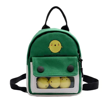 

backpack women Fashion Trend Solid Color Cute Pattern Canvas Backpack Shoulder Bag mochila feminina рюкзак женский#F20