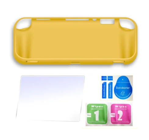 YELLOW Мягкий защитный чехол из ТПУ для nintendo Switch Lite со слотом для карт с закаленной пленкой для Ns Switch Mini Anti Drop Script Set - Цвет: YELLOW