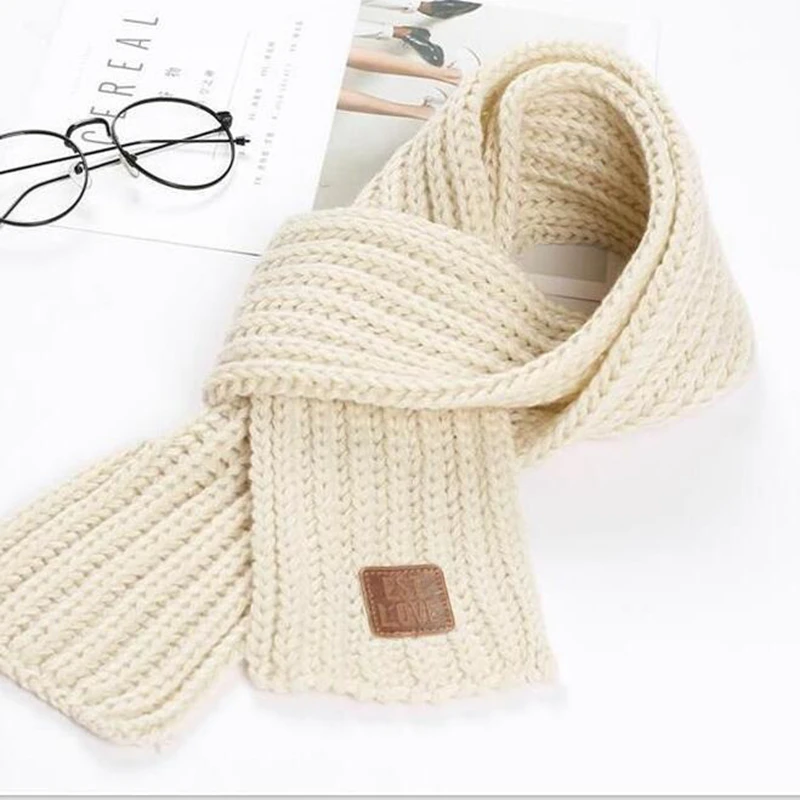 Baby Scarf Ear Warmer for Children Autumn Winter Scarves Woolen Knitted Girls Boy Solid Color Neck Wrap Kids Accessories