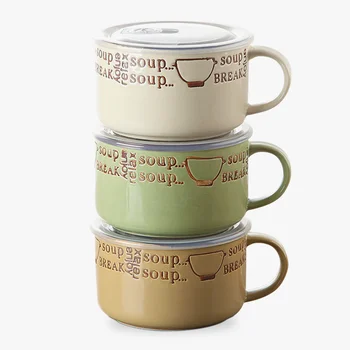 

Ceramic Bowl with Lid Instant Noodle Cup Lunch Box with Handle Bento Box Student Lunch Box Crisper Instant Noodle Bowl Cereal