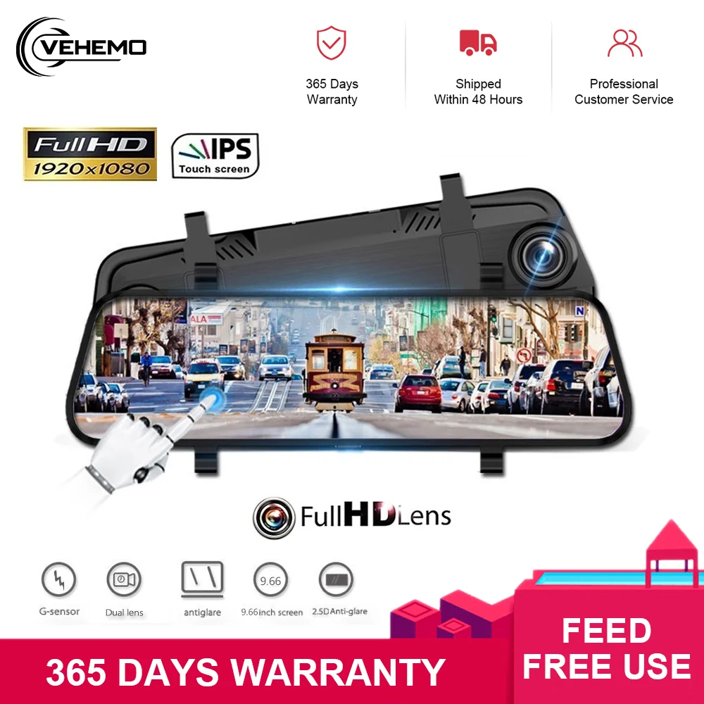 Видеорегистратор двойной 1080P GPS 4G 9 66 &quot Потоковое мультимедиа Android зеркало