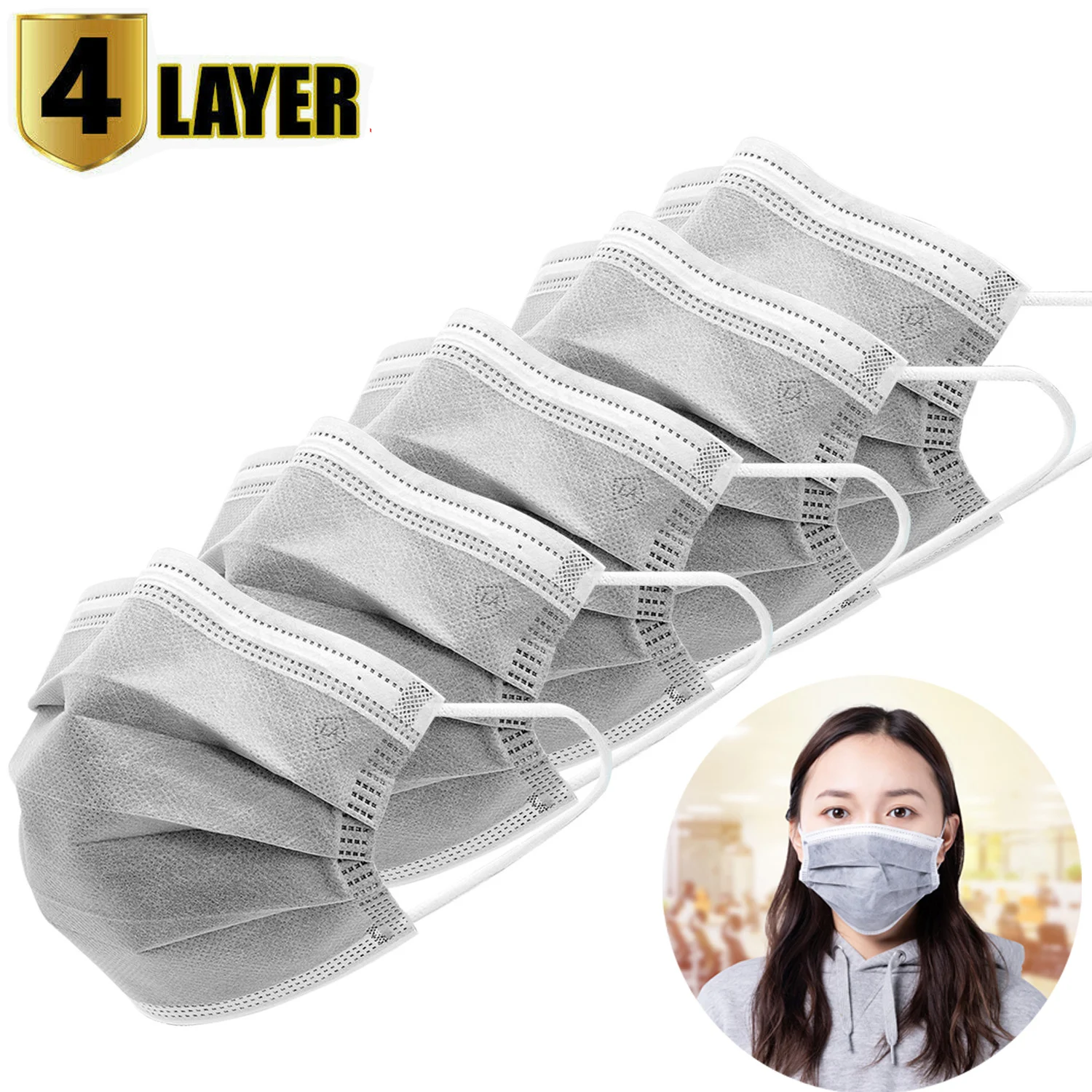 

5-100pcs Disposable Face Masks Non-Woven Mask Dust-proof Mask 4 layers Activated carbon Filter Pollution mask ffp2 n95 mask