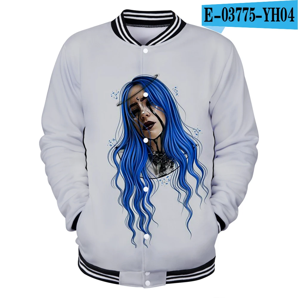 3D Осенняя мода для девочек 3D бейсбольная куртка billie eilish Женская/мужская бейсбольная форма хип-хоп Harajuku однобортная спортивная одежда - Цвет: 3D