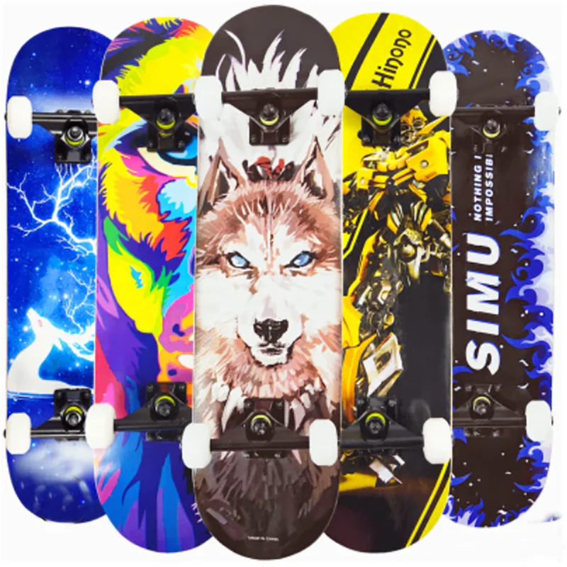 

Four wheels of double maple skateboard for children, beginners and teenagers