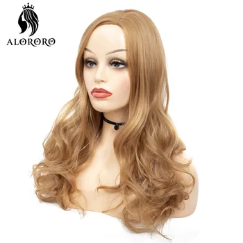 

Alororo Natural Long Wig Light Brown Heat Resistant Synthetic Wig 26 Inches Wavy Hair Wigs for Women Daily Wearing
