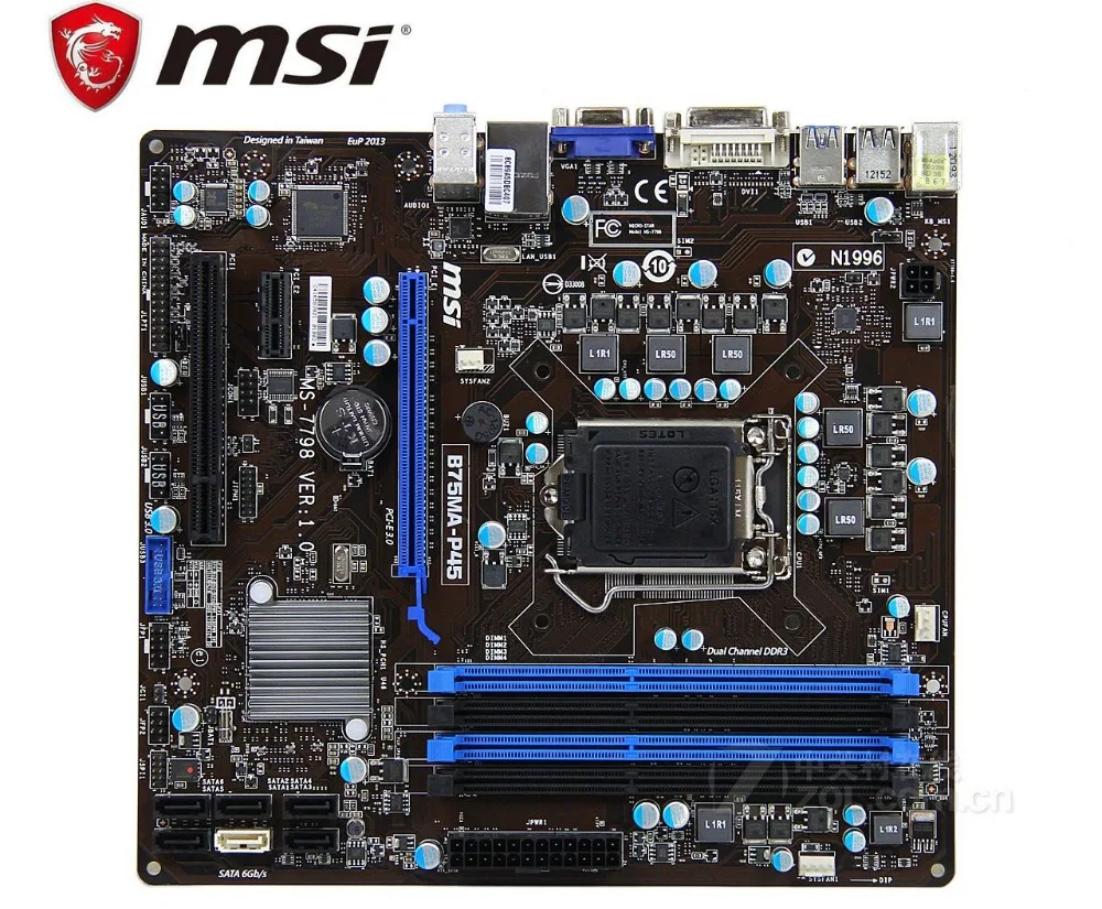 

original motherboard MSI B75MA-P45 for intel LGA 1155 DDR3 boards support 22nm B75 USED Desktop motherboard boards PC