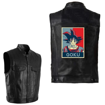 

Dragon Ball Z Anime Dragonball Leather Vest Men Coat Hip Hop PU Sleeveless Jacket Punk Waistcoat Streetwear Cool Outerwear