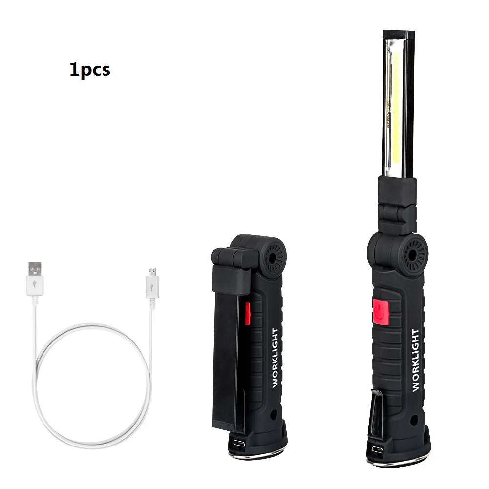 Magnetic Working Light 5 Modes COB LED Flashlight Dual USB Interface Torch 360 Degrees Swivel Hanging Hook for Car Repairing - Испускаемый цвет: 1PCS