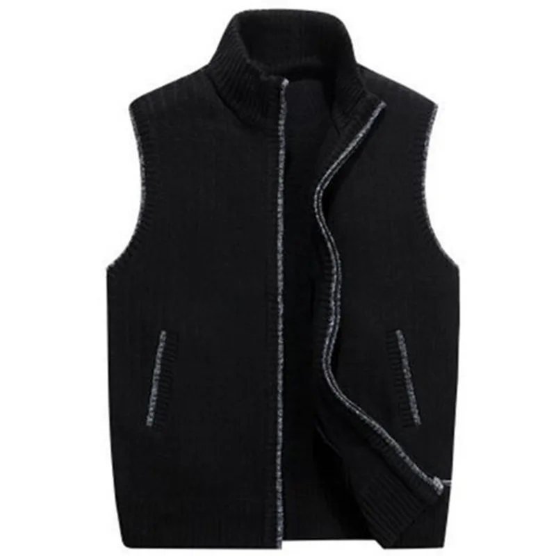 MJARTORIA 2020 New Mens Winter Wool Sweater Vest Mens Sleeveless Knitted Vest Jacket Warm Fleece Sweatercoat 5