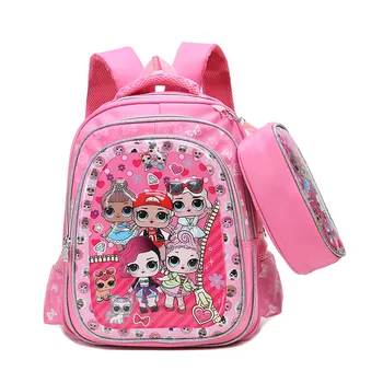 

LOL Surprise Doll 1-6 Grade Large Capacity Ridged Schoolbag Send Pencil Case Backpack Primary School Children's School Bag