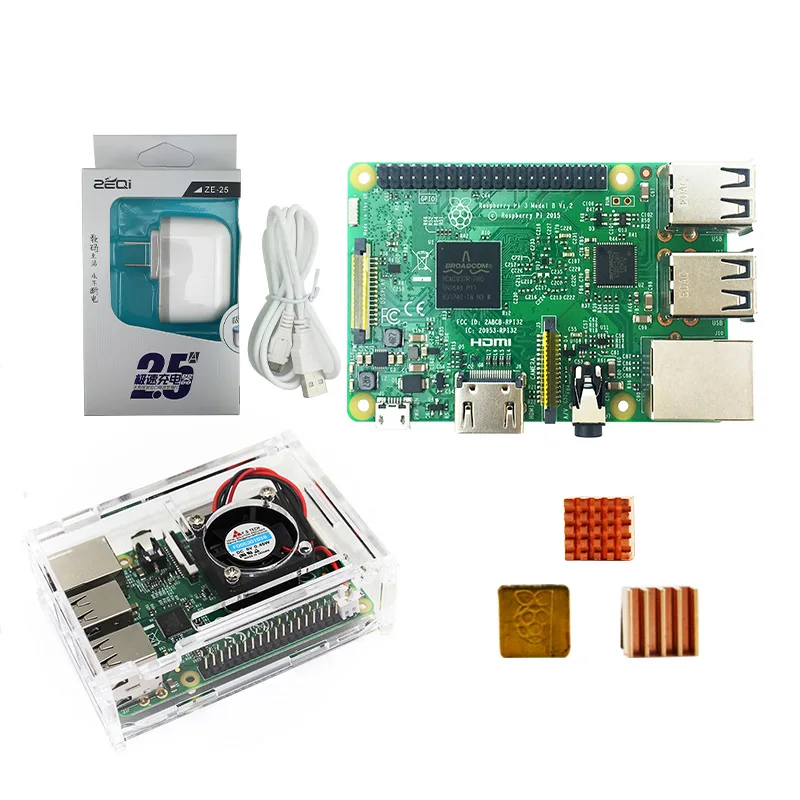 Четыре набора для основы Raspberry Pi3 + акриловый чехол/чехол из АБС пластика блок