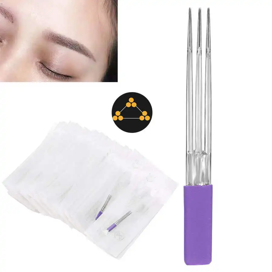 30pcs Manual Tattoo Needles Makeup Microblading Semi-Permanent Eyebrow Needle foe Pen Make up Accessories 3 x 3RL | Красота и