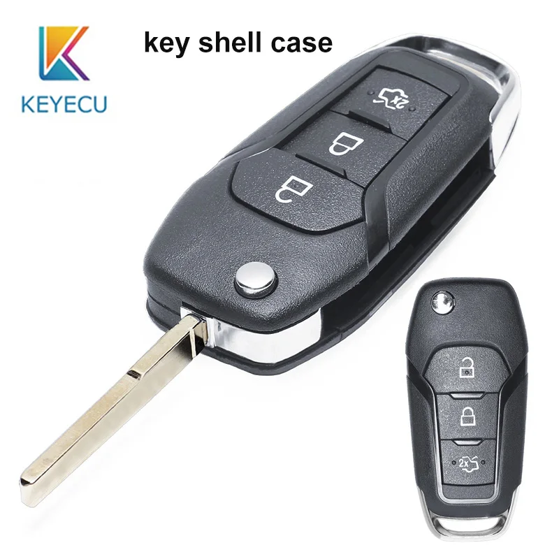 

KEYECU for Ford Fusion Edge Explorer 2013 2014 2015 Replacement Flip Remote Car Key Shell 3 Buttons Fob FCC: N5F-A08TAA