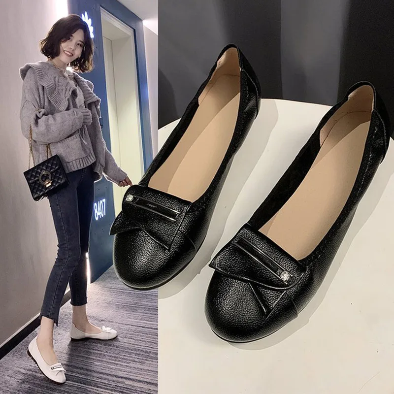 

New 2020 Spring Women Slip On Flat Shoes Woman Loafers PU Leather Soft Bottom Casual Shoes Female Fashion Ladies Single Footwear