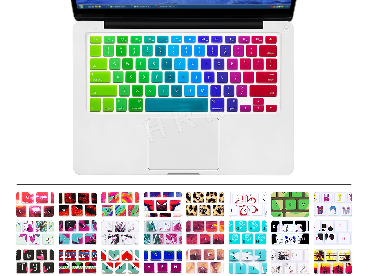 HRH для macbook air 13 Чехол клавиатуры с радужной клавиатурой Защитная пленка Pro 15 17 Air