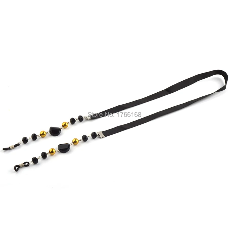 Wholesale 20pcs  Black ribbon Beaded Eyewear Cord Reading Glass Neck Strap Eyeglass Holder Cord Glasses Strap