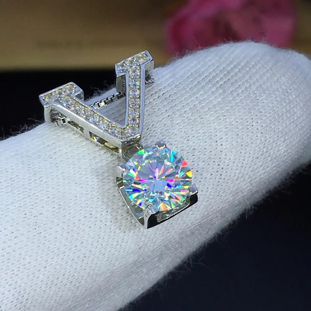 Круглые серебряные подвески из муассанита в виде стихов еврей, 1ct D VVS, роскошные подвески из муассанита для женщин
