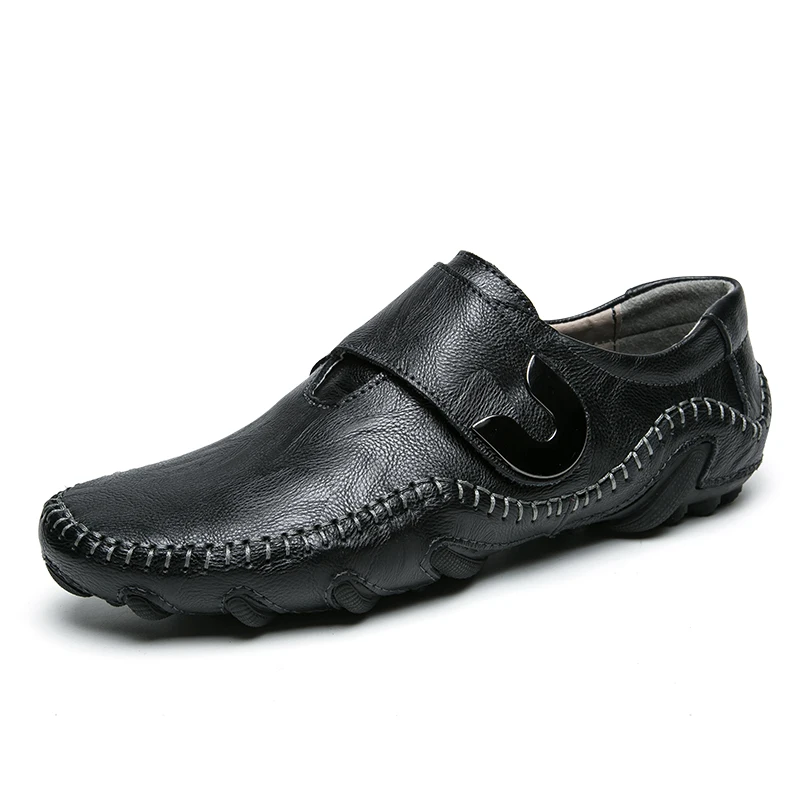 

New 2018 Flat Shoes Men's Shoes Men Driving Handmade Genuine Leather Men Casual Shoes Fashion Designer Men Leather Shoes