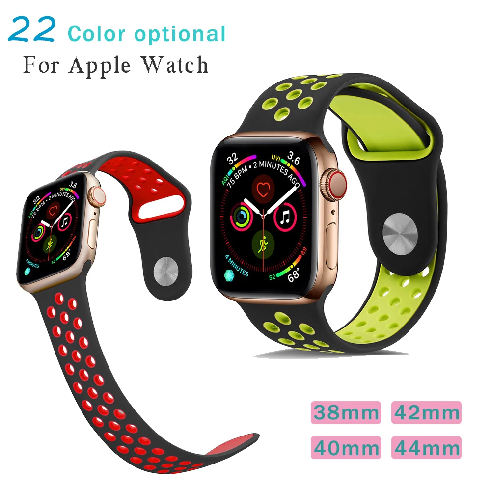 

Silicone Watchband Replacement Bracelet Strap For apple watch 4 40mm band 5 44 mm Breathable Sport Bracelet Wristband Compatible For iWatch Series 3 2 1 38mm 42mm Perfect Gifts For Your Friends and Families 22 Colors
