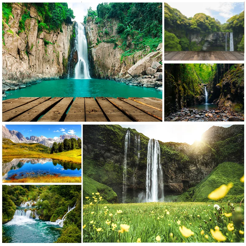 

SHENGYONGBAO Natural Scenery Waterfall Photography Backgrounds Props Spring Landscape Portrait Photo Backdrops WA-08