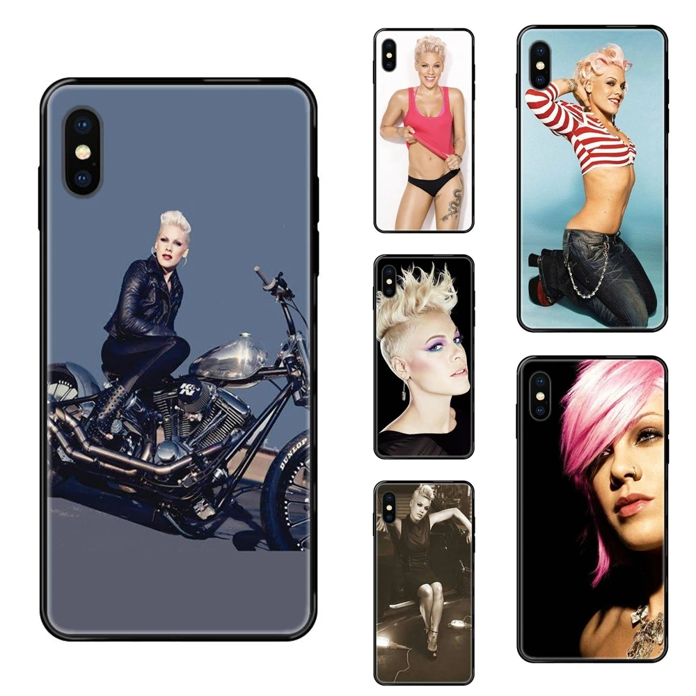 Для iPhone 11 12 Pro 5 5S SE 5C 6 6S 7 8 X XR XS Plus Max Pink P!nk Hot Singer детский ТПУ черный мягкий чехол для