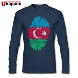 Crazy азербайджанский флаг отпечатков пальцев футболка для Для мужчин Лидер продаж Для мужчин с круглым вырезом хлопковые футболки, с