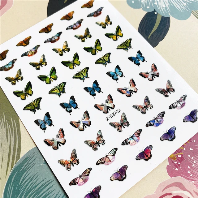 Z-D3702 Z-D3706 Colorful butterfly 3D Back glue Nail decal Nail sticker Nail decoration Nail art Nail ornament Z-D3703