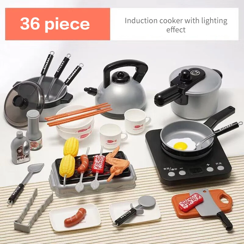 Кухонный игрушечный набор, Электроплита, кухонный светильник, котел высокого давления, бойлер для кипячения воды, Семейная Игрушка