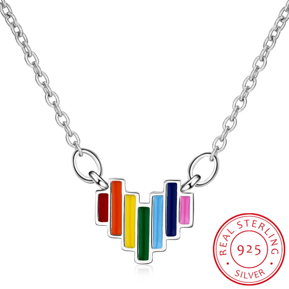 Cute Rainbow Mini Heart Short Clavicle 