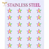 12 Pairs Pack Rainbow Colorful Star Earrings Wholesale Stainless Steel Jewelry Minimalist Geometric Ear Piercing Studs Accessory 1