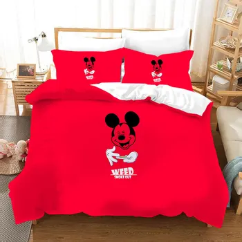 

Disney Mickey mouse Bedding Set Duvet Cover pillowcase Minnie mickey cartoon Children bed set Home textile Disney