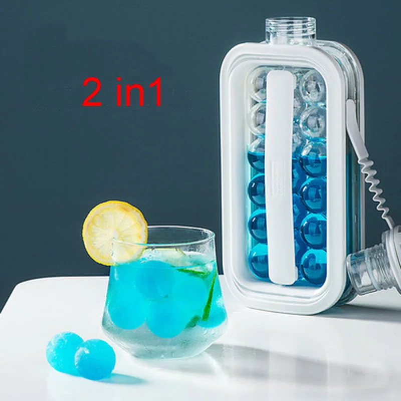

2 in1 Portable Ice Ball Maker Creative Ice Bottle Cubic Container Round ice tray ice cube mold ice cube maker Bar Kitchen Tool