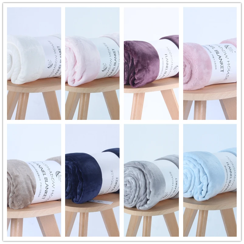 

Solid Color Flannel Coral Fleece Blanket for Beds Sofa Summer Winter Throw Blanket Children Bedspread on the bed