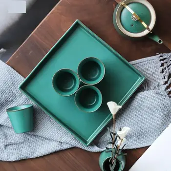 

Teaware 1 Pot 4 Cups Tea Tray Flowerware Kung Fu Set Suit Ceramic Beam Teapot Teacup