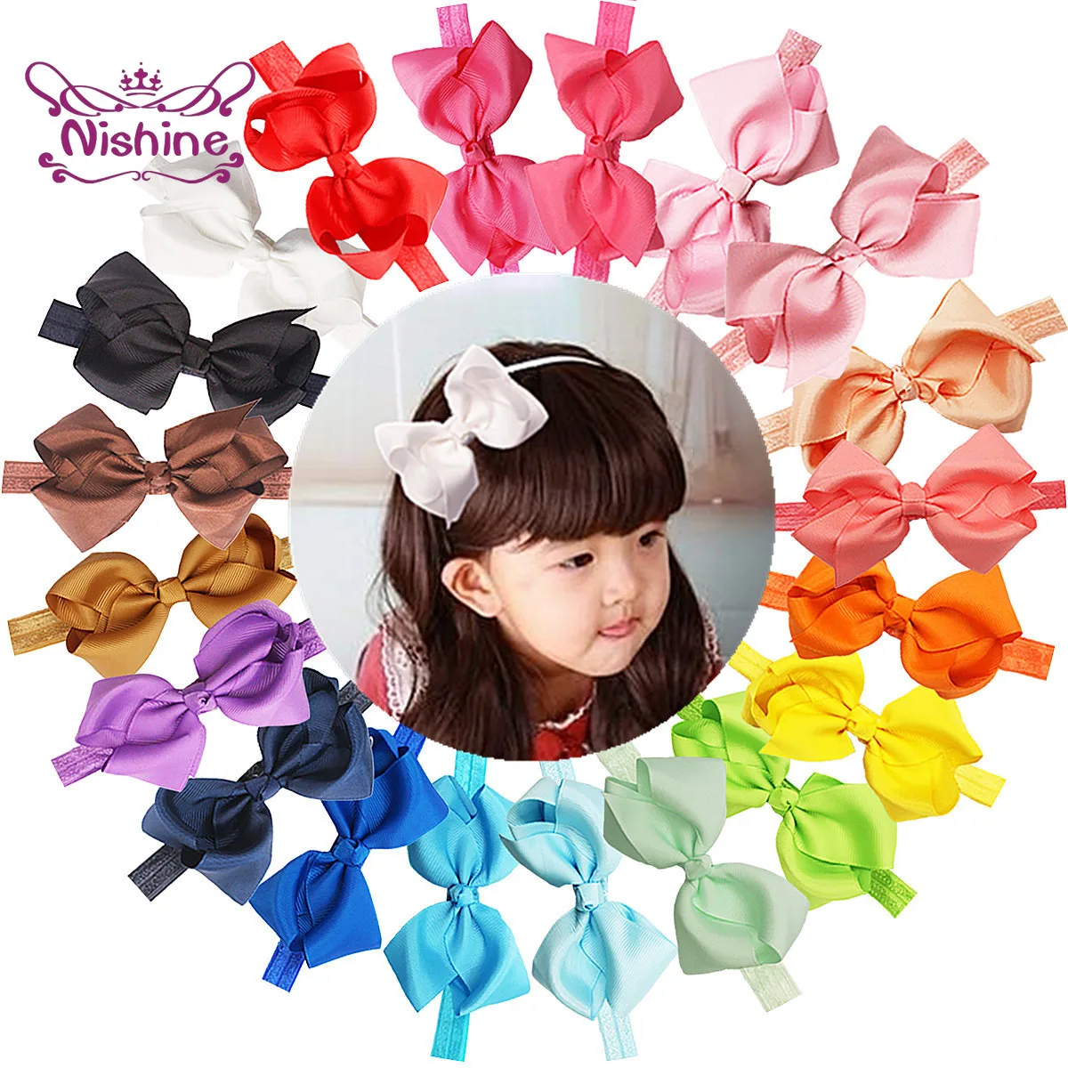 

Nishine 5 шт./лот 4 дюйма корсажная лента с бантом для малышей эластичная повязка для волос головной убор принцессы Детские аксессуары для волос фото реквизит