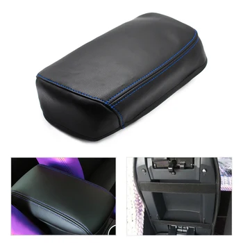 

Car-Styling Center Control Armrest Box Skin Cover Black Microfiber Leather With Blue Stitching For Toyota Rav4 RAV 4 2006-2012