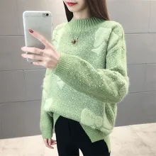 Autumn Winter Thick Warm Knitted Sweater Women Korean style Solid Loose Long Sleeve Knitting Jumper Ladies Pullover Sueter Mujer