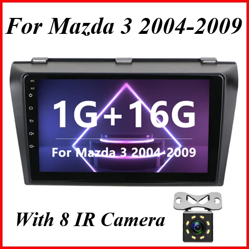 16G 8 IR Cam Podofo 2 din " 2.5D Автомобильный мультимедийный плеер Android Радио стерео wifi gps четырехъядерный Авто аудио радио плеер для Mazda 3 2004-2009 - Цвет: 16G 8 IR Cam
