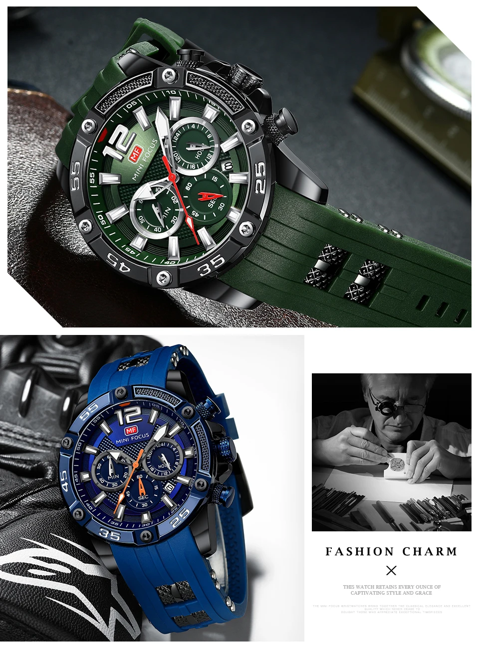 MINIFOCUS повседневные спортивные мужские s кварцевые часы лучший бренд класса люкс армейский зеленый силиконовый ремешок военные водонепроницаемые часы для мужчин Прямая поставка