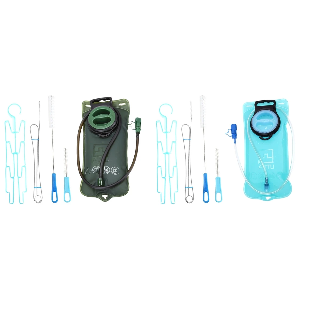 

2L Hydration Bladder Outdoor Camping Water Storage Bag Water Reservoir with Cleaning Brush Drying Rack
