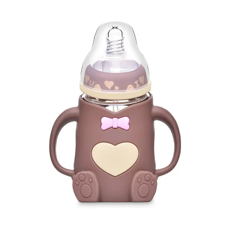 Coffee 240 мл детская силиконовая бутылочка для кормления молока безопасная детская чашка для кормления соком и водой - Цвет: Coffee