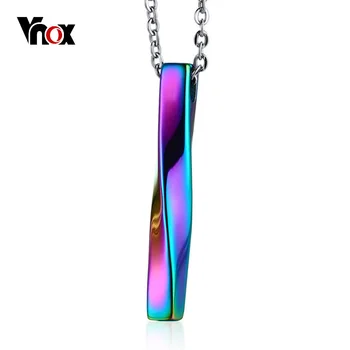 

Vnox Stylish Twisted Bar Pendant Necklace for Men Unisex Stainless Steel M bius Band Design Multi Color Male Jewellry 20" Chain