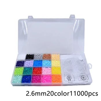 

11000Pcs 2.6mm Toys Boxed Fuse Perler DIY Craft Kids Educational 20 Colors Gift Making Pendant 3 Pegboards Jigsaw Hama Beads Set